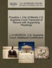 Posados V. City of Manila U.S. Supreme Court Transcript of Record with Supporting Pleadings - Book