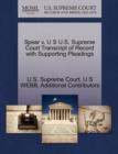 Spear V. U S U.S. Supreme Court Transcript of Record with Supporting Pleadings - Book