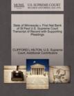 State of Minnesota V. First Nat Bank of St Paul U.S. Supreme Court Transcript of Record with Supporting Pleadings - Book