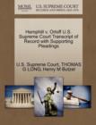 Hemphill V. Orloff U.S. Supreme Court Transcript of Record with Supporting Pleadings - Book