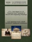 U S V. John Barth Co U.S. Supreme Court Transcript of Record with Supporting Pleadings - Book