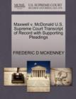 Maxwell V. McDonald U.S. Supreme Court Transcript of Record with Supporting Pleadings - Book