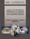 Farrell V. First Nat Bank of Philadelphia U.S. Supreme Court Transcript of Record with Supporting Pleadings - Book