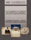 U S Ex Rel Baldwin, Co V. Robertson U.S. Supreme Court Transcript of Record with Supporting Pleadings - Book
