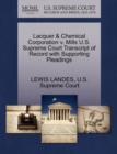 Lacquer & Chemical Corporation V. Mills U.S. Supreme Court Transcript of Record with Supporting Pleadings - Book