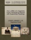 Fox V. Mills U.S. Supreme Court Transcript of Record with Supporting Pleadings - Book