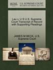 Lau V. U S U.S. Supreme Court Transcript of Record with Supporting Pleadings - Book