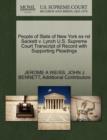 People of State of New York Ex Rel Sackett V. Lynch U.S. Supreme Court Transcript of Record with Supporting Pleadings - Book