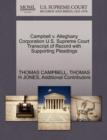 Campbell V. Alleghany Corporation U.S. Supreme Court Transcript of Record with Supporting Pleadings - Book