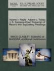 Adams V. Nagle : Adams V. Tobias U.S. Supreme Court Transcript of Record with Supporting Pleadings - Book