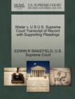 Wislar V. U S U.S. Supreme Court Transcript of Record with Supporting Pleadings - Book