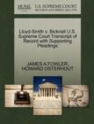 Lloyd-Smith V. Bicknell U.S. Supreme Court Transcript of Record with Supporting Pleadings - Book