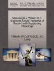 Massengill V. Wilson U.S. Supreme Court Transcript of Record with Supporting Pleadings - Book