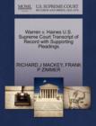 Warren V. Haines U.S. Supreme Court Transcript of Record with Supporting Pleadings - Book
