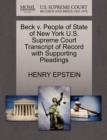 Beck V. People of State of New York U.S. Supreme Court Transcript of Record with Supporting Pleadings - Book