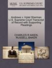 Andrews V. Hotel Sherman U.S. Supreme Court Transcript of Record with Supporting Pleadings - Book