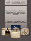 Ralph Henry Cahoon, JR., Petitioner, V. United States. U.S. Supreme Court Transcript of Record with Supporting Pleadings - Book