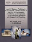 Lura D. Glassey, Petitioner, V. C. D. Horrall, Chief of Police of the City of Los Angeles, California. U.S. Supreme Court Transcript of Record with Supporting Pleadings - Book