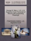 George N. Mas V. U.S. U.S. Supreme Court Transcript of Record with Supporting Pleadings - Book