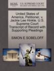 United States of America, Petitioner, V. Jackie Lee Hinkle. U.S. Supreme Court Transcript of Record with Supporting Pleadings - Book