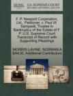 F. P. Newport Corporation, Ltd., Petitioner, V. Paul W. Sampsell, Trustee in Bankruptcy of the Estate of F. P. U.S. Supreme Court Transcript of Record with Supporting Pleadings - Book