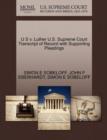 U S V. Luther U.S. Supreme Court Transcript of Record with Supporting Pleadings - Book
