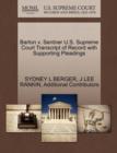 Barton V. Sentner U.S. Supreme Court Transcript of Record with Supporting Pleadings - Book