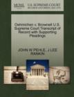 Oehmichen V. Brownell U.S. Supreme Court Transcript of Record with Supporting Pleadings - Book