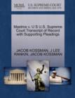 Mastros V. U S U.S. Supreme Court Transcript of Record with Supporting Pleadings - Book