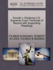 Kovrak V. Ginsburg U.S. Supreme Court Transcript of Record with Supporting Pleadings - Book