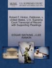 Robert F. Hinton, Petitioner, V. United States. U.S. Supreme Court Transcript of Record with Supporting Pleadings - Book