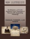 de Simone V. U S U.S. Supreme Court Transcript of Record with Supporting Pleadings - Book
