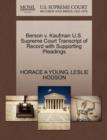 Berson V. Kaufman U.S. Supreme Court Transcript of Record with Supporting Pleadings - Book