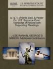 U. S. V. Virginia Elec. & Power Co. U.S. Supreme Court Transcript of Record with Supporting Pleadings - Book