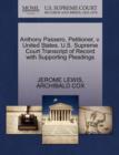 Anthony Passero, Petitioner, V. United States. U.S. Supreme Court Transcript of Record with Supporting Pleadings - Book