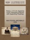 Press V. U S U.S. Supreme Court Transcript of Record with Supporting Pleadings - Book