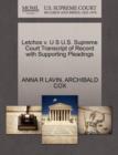 Letchos V. U S U.S. Supreme Court Transcript of Record with Supporting Pleadings - Book