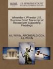 Wheeldin V. Wheeler U.S. Supreme Court Transcript of Record with Supporting Pleadings - Book