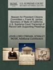 Stassen for President Citizens Committee V. Frank M. Jordan, Secretary of State of California. U.S. Supreme Court Transcript of Record with Supporting Pleadings - Book