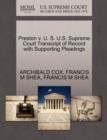 Preston V. U. S. U.S. Supreme Court Transcript of Record with Supporting Pleadings - Book