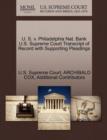 U. S. V. Philadelphia Nat. Bank U.S. Supreme Court Transcript of Record with Supporting Pleadings - Book