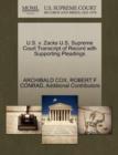 U.S. V. Zacks U.S. Supreme Court Transcript of Record with Supporting Pleadings - Book