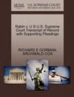Rabin V. U S U.S. Supreme Court Transcript of Record with Supporting Pleadings - Book