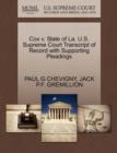 Cox V. State of La. U.S. Supreme Court Transcript of Record with Supporting Pleadings - Book