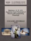Bartone V. U. S. U.S. Supreme Court Transcript of Record with Supporting Pleadings - Book