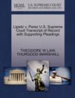 Lipsitz V. Perez U.S. Supreme Court Transcript of Record with Supporting Pleadings - Book