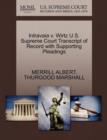 Intravaia V. Wirtz U.S. Supreme Court Transcript of Record with Supporting Pleadings - Book