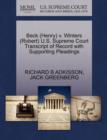 Beck (Henry) V. Winters (Robert) U.S. Supreme Court Transcript of Record with Supporting Pleadings - Book