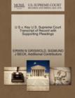 U S V. Key U.S. Supreme Court Transcript of Record with Supporting Pleadings - Book