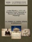 Licata (Nicolo) V. U.S. U.S. Supreme Court Transcript of Record with Supporting Pleadings - Book
